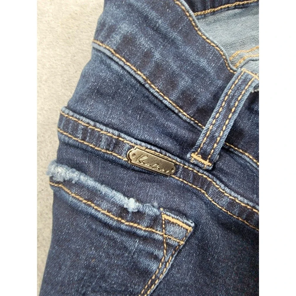 KanCan Jeans Womens XL 34x28 Straight Distressed Stretch Dark Blue Mid Rise City